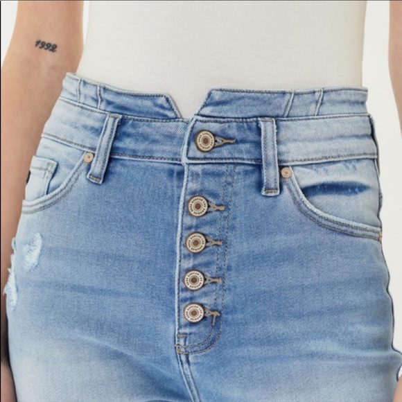 NWT High Rise Waist Flare Wide Leg Light Wash Jeans Denim Bell Bottom Pants - Picture 4 of 5